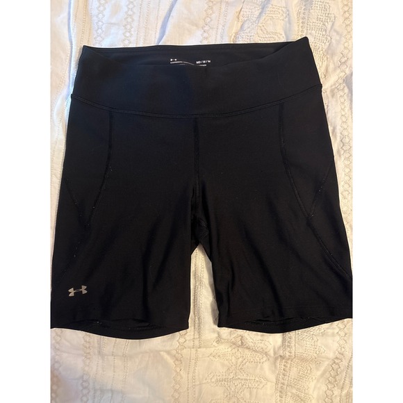 Under Armour HeatGear Women's Black Compression Bike Shorts, Size Medium - Picture 1 of 4